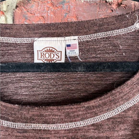 Rod’s Western Leopard Sleeve Top — Brown Lightweight Sweater — Made in USA - Picture 3 of 3